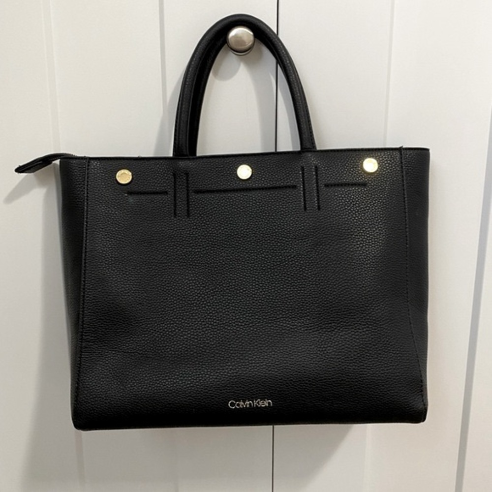 calvin klein faux leather tote bag